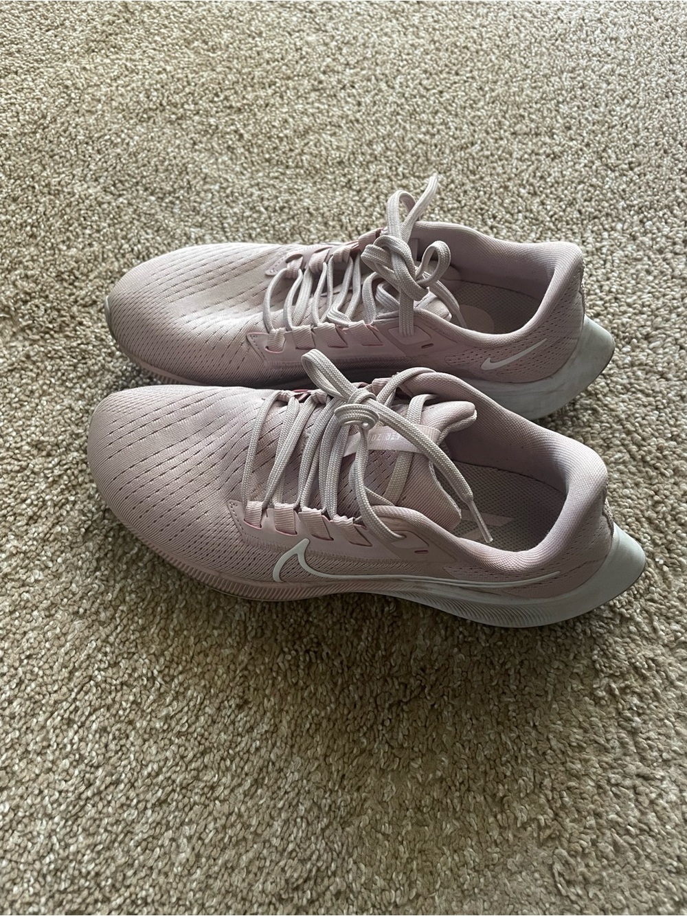 Nike Women's Athletic Running Shoes - Light Pink with White Swoosh
